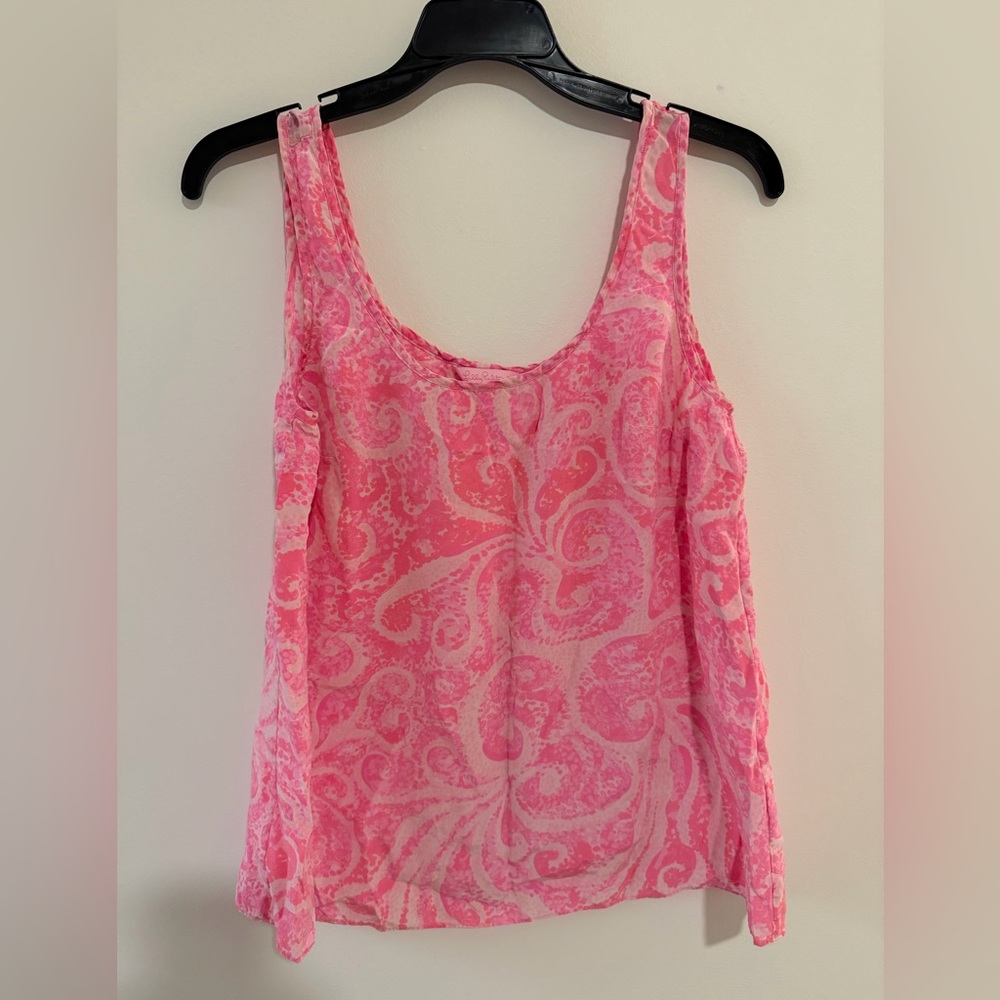 *EUC* Lilly Pulitzer SILK Pink Tank Top Abstract Octopus Print